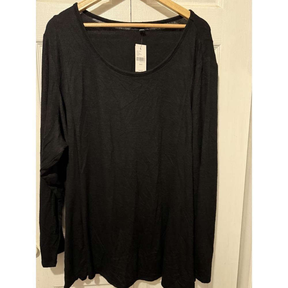 NWT Lane Bryant 30/32 Black Swing Top Long Sleeve Boat Neck Plus Size Tunic